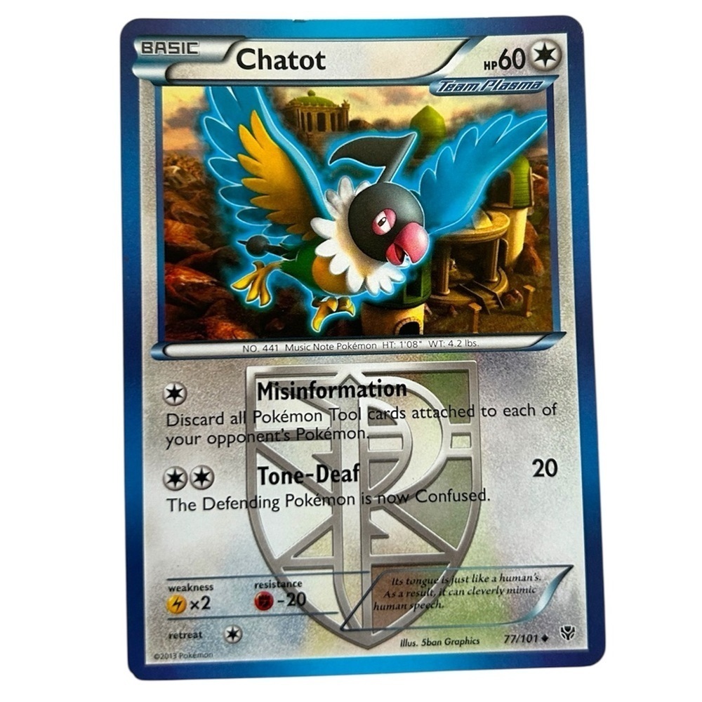 Chatot Pokémon White & Black Plasma Blast Card